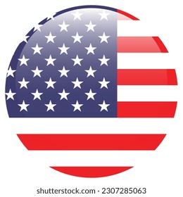 The American flag. Flag icon. Standard color. Round flag. 3d illustration. Computer illustration. Digital illustration. Vector illustration.