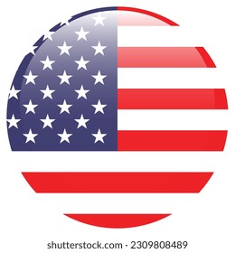 The American flag. Flag icon. Standard color. Round flag. Computer illustration. Digital illustration. Vector illustration.