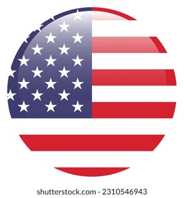 The American flag. Flag icon. Standard color. Round flag. Computer illustration. Digital illustration. Vector illustration.
