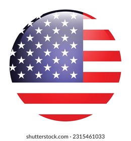 The American flag. Flag icon. Standard color. A round flag. Computer illustration. Digital illustration. Vector illustration.