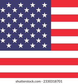 The American flag. Flag icon. Standard color. A square flag. Computer illustration. Digital illustration. Vector illustration.