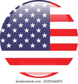 The American flag. Flag icon. Standard color. Circle icon flag. 3d illustration. Computer illustration. Digital illustration. Vector illustration.