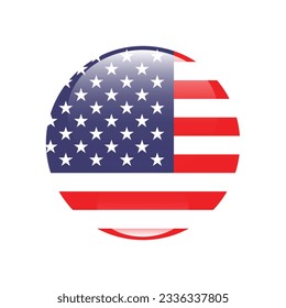 The American flag. Flag icon. Standard color. Circle icon flag. 3d illustration. Computer illustration. Digital illustration. Vector illustration.