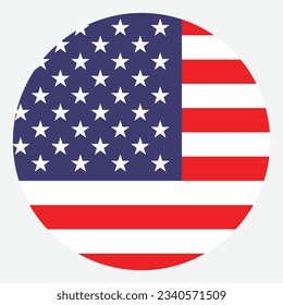 The American flag. Flag icon. Standard color. Circle icon flag. 3d illustration. Computer illustration. Digital illustration. Vector illustration.