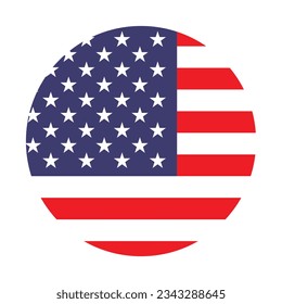 The American flag. Flag icon. Standard color. Circle icon flag. 3d illustration. Computer illustration. Digital illustration. Vector illustration.