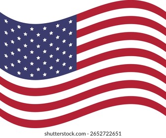 American Flag Icon USA Independence Day Patriotic Symbol Vector Illustration