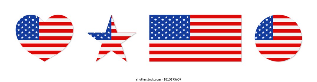 American flag. Icon of usa patriot with star and stripe. Emblem for proud of united states of america. Graphic shape for us eagle. Symbol and logo of state. Banner for memorial day of country. Vector.