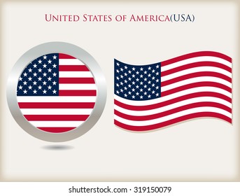 American flag icon.USA flag vector illustration.