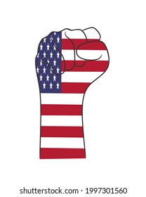an american flag icon vector in the shape of a fist .suitable for many purposes