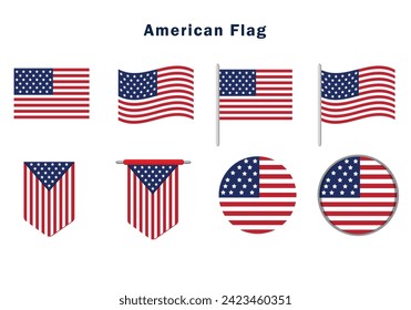 American Flag Icon. Flag vector. Us Flag vector. 