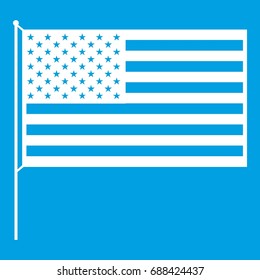 American flag icon white isolated on blue background vector illustration