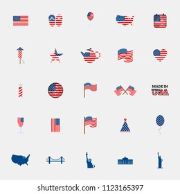 American flag icons set vector