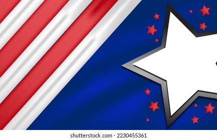 american flag illustration design. 4th of July. Red white stars on a blue background