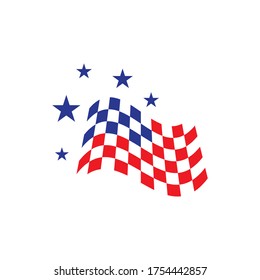 Plantilla de diseño vectorial de ilustración de bandera estadounidense