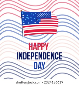 American flag with Independence. 4th of July Happy Independence Day United States of America Poster, Banner Design Vector illustration.
