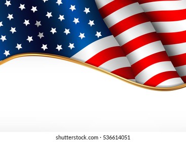 American flag. Independence Day banner. Vector illustration