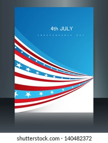 American flag independence day brochure card wave vector