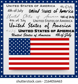 American Flag. Independence Day. Fourth of July. Typography.Vector illustration. USA