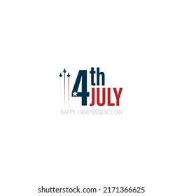 American flag with Independence Day July 4th text. Vector illustration.