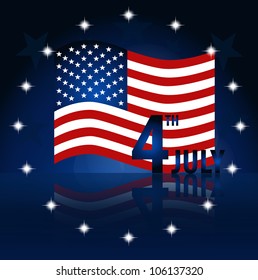 American Flag for Independence Day. Vector illustration.