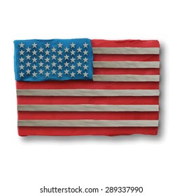 American Flag for Independence Day. Vector illustration. Vector illustration. Plasticine modeling.