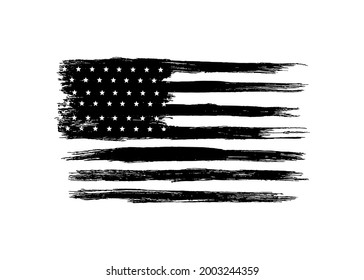 American flag with ink brush paint textured isolated  on png or transparent  background,Symbols of USA , template for banner,card,advertising ,promote,ads, web design, magazine, news paper,vector