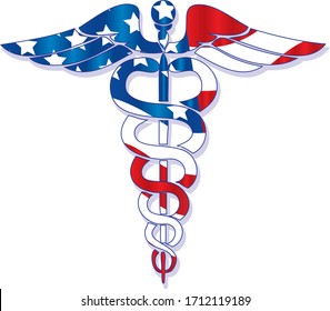 American flag inside the medical symbol