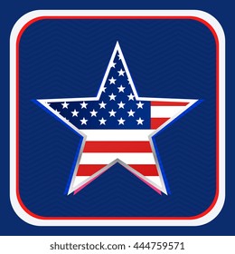 american flag inside star background