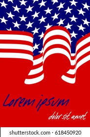 American flag inspired background in American national colors, area for own message, vector EPS 10