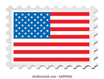 American flag inspired by a stamp with a drop shadow