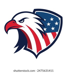      American flag isolated eagle head vector illustration.

