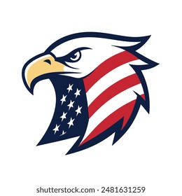      Amerikanische Flagge isolierte Eagle Head Vektorillustration.
