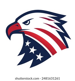      American flag isolated eagle head vector illustration.
