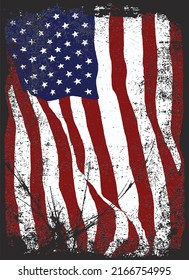 American flag isolated on black background for poster, t-shirt print, business element, social media content, blog, sticker, vlog, and card. vector illustration.