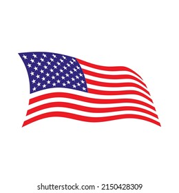 American flag isolated on white background