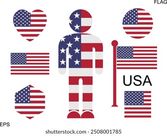 American flag. Isolated American flag on white background. United States of America