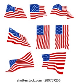 American flag isolated on white background