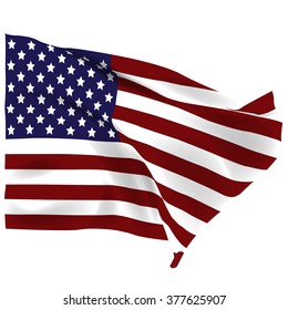 American flag isolated on a white background flag