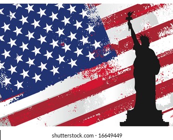 american flag and liberty