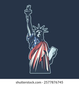 american flag liberty statue mascot illustration for tshirt design, logo, or stickers