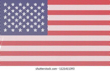 American flag with line. stripes concept for background.