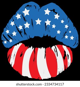 American flag lips 4th of july t-shirt design