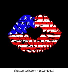 American Flag Lips grunge Independence day