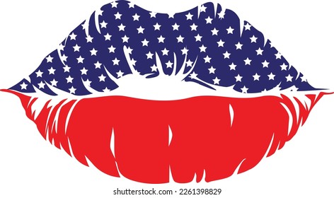 American flag Lips, American flag Lips svg, 4th of July