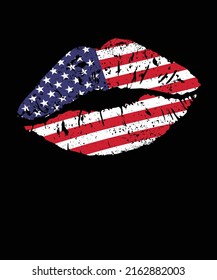 American Flag Lips t shirt design