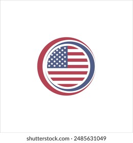 Amerikanisches Flaggenlogo mit blauen und roten Kreisen
