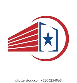 American flag logo concept design illustration