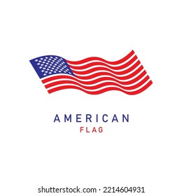 American flag logo design elements vector icons