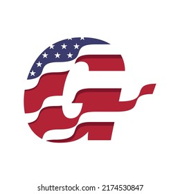 American flag logo design vector template illustration with alphabet G