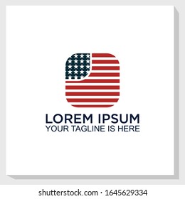 American flag logo template design vector, travel logo design inspiration